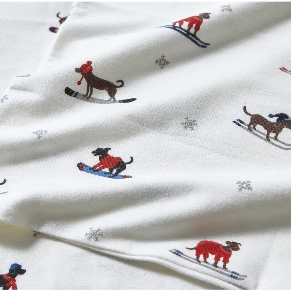 Eddie Bauer Ski Patrol 4-Piece Red and Blue Graphic Flannel Queen Sheet Set